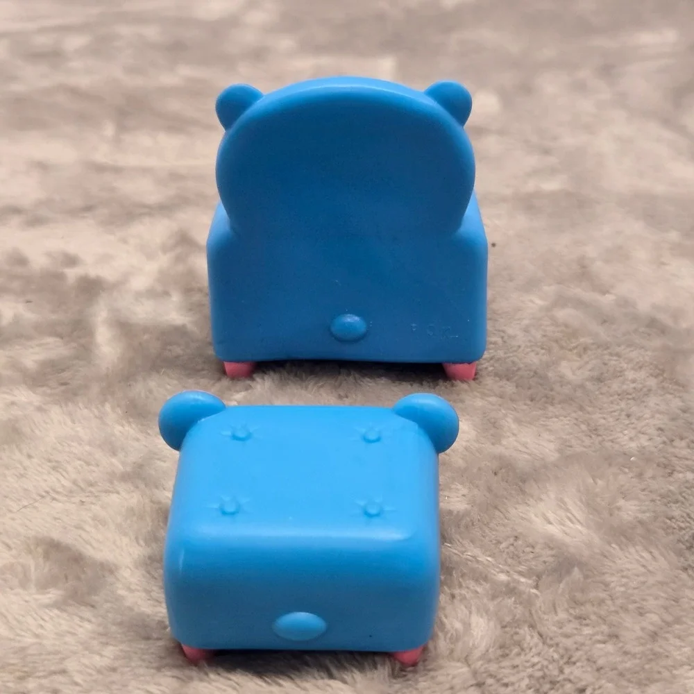Shopkins Happy Places Moose Blue Bear Chair‎ and Ottoman McDonalds Toy 2018 Set